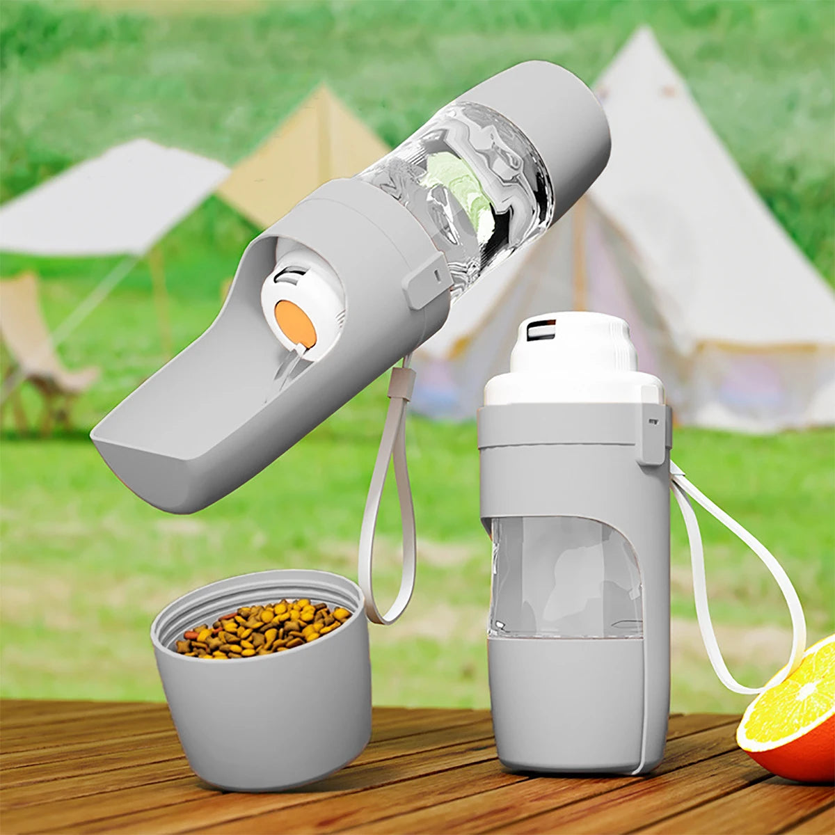 Botella de Agua Portátil para Perros y Gatos con Dispensador de Comida
